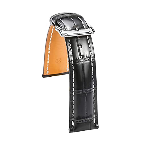 Image of Moran Genuine Leather Watch Band 18mm 19mm 20mm 21mm 22mm 23mm 24mm Calf Grain Watch Strap for Men and Women