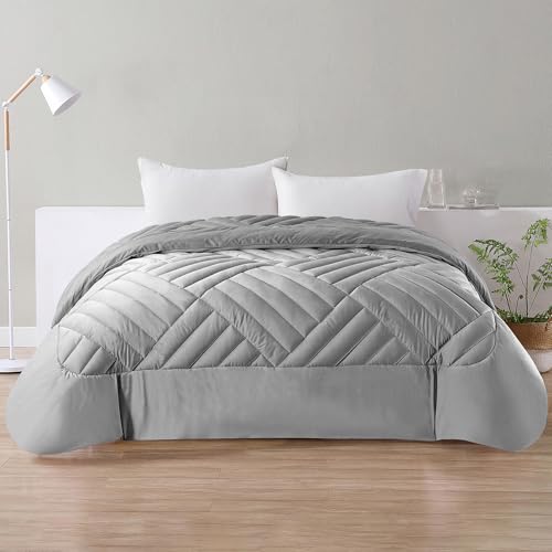 IlGruppone Trapunta Elegante Matrimoniale In Velluto Piumone Invernale Effetto Piuma 580 Gr/Mq Piumino Caldo Due Piazze Duck Friendly - Grigio - Matrimoniale