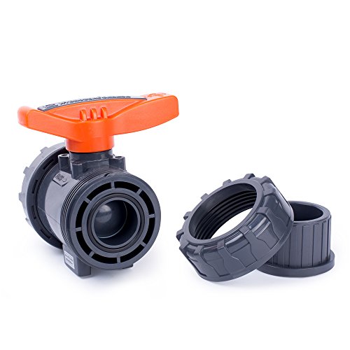 Hydroseal Kaplan 1 1/4" Pvc True Union Ball Valve With Full Port, Astm F1970, Epdm O-Rings And Reversible Ptfe Seats, Rated At 200 Psi @73F, Gray, 1 1/4 Inch Socket (1 1/4") #TOP5