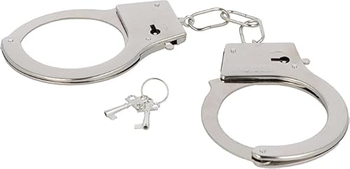 VINCAM Metal Handcuffs with Keys for Cosplay Policeman, Silver Handcuffs Prop Dress Ball Party Prop Fun Book Week Police Thief Play Fancy Dress Costume Accessory (Pack of 1)
