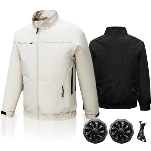 WHDLXH Summer Fan Clothes Men, Fan Jacket Air Conditioning Clothes (US, Alpha, 3X-Large, Regular, Regular, Black)