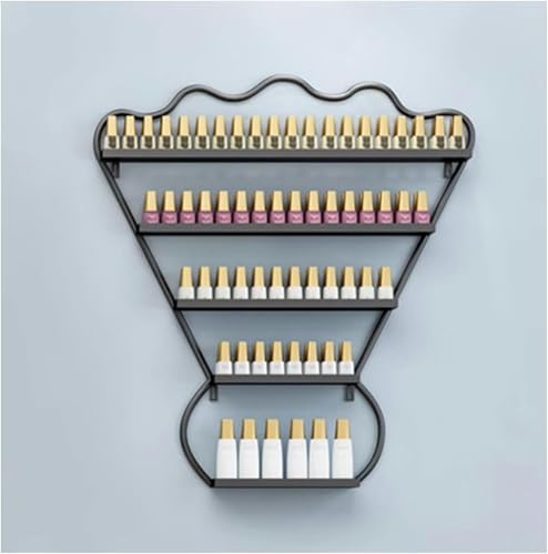 XRPOUXMTE Scaffali Porta Smalto da Parete in Metallo, mensola Porta Oli Essenziali, mensole espositive per flaconi di Trucco, Porta Smalto, per Centri estetici e casa (Nero)