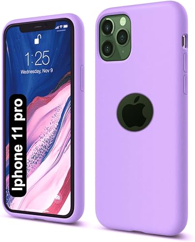 SBMS Liquid Silicone Case for iPhone 11 Pro 5.8-Inch, Logo Cut Silky-Soft Touch Full-Body Protective Phone Case, Shockproof Back Cover for iPhone 11 Pro (Lite Purple)