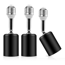 Ceramic Light Bulb Socket Extender, Heat-Resistant E26/E27 Light Socket Adapter with 4.5 Inch Extension for Camera, Lamp, Vertical 180 & Horizontal 360 Adjustable, Max150W 3, Black