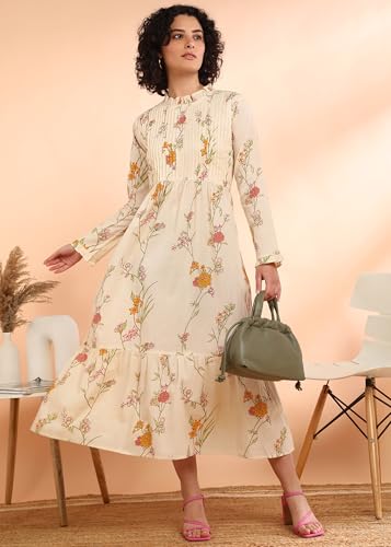 Image of Maaesa Women Floral Cotton Flared Dress