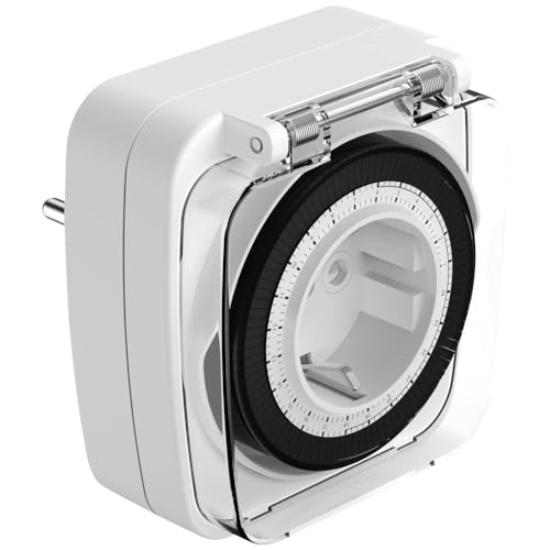 Ansmann Timer Da Esterno Aes7, Timer Meccanico 24 Ore Ripete Ogni Giorno L'Ora Impostata, Max. 16 A/3680 W, Ideale Per Il Vostro Prato O Aiuola In Gia