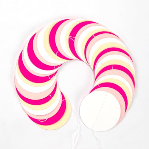 Image of Hot-Pink Beige Party-Decorations Streamers-Garland - 52ft Birthday Baby Shower Hanging Paper Banner, Bachelorette Bridal Shower Wedding Girl Blush Decor Hugfond