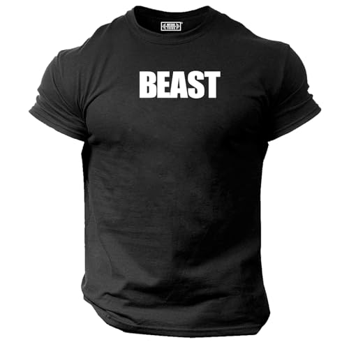 Image of Beast T Shirt Gym Clothing Bodybuilding Training Workout Exercise Boxing MMA Gymwear Top (UK, Alpha, XL, Regular, Regular, Black)