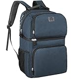 Double Deck Insulated Cooler Backpack, Leakproof Spacious Lightweight Soft Cooler Bag Backpack Cooler for Men Women to Work Travel Hiking Beach (Blue)