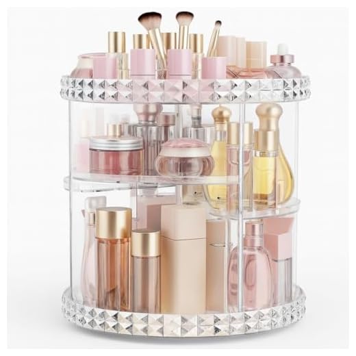 Organizador De Maquiagem Acrilico 360 Giratorio - Transparente 4 Andares Para Cosméticos/Pincéis/Perfumes Ajustável/Porta Maquiagem