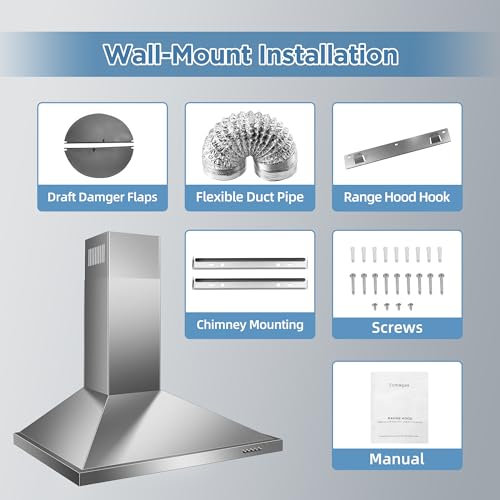 Zomagas ZMS-0160B 24 Inch Range Hood, Wall Mount Vent Hood In Stainless Steel thumb #7