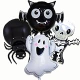 Skeletons Balloon Halloween Foil Balloons Bat Spider Ghost Balloon for Halloween Themed Party Decoration Supplies Ghost Birthday Decoration Decor Ballons Arch Kits Party Balloons Set 4pcs