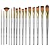 Paint Brush - Set of 15 Art Brushes for Watercolor, Acrylic & Oil Painting - Short Handles