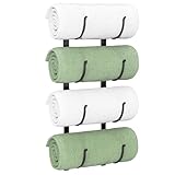 Rolled Towel Rack for Bathroom– 4-Tier Rolled Towel Storage Holder,Metal Organizer for Towels & Large Bath Sheets, Space Saving Rack for Small Bathroom, RV, Camper, Closet, Black Metal