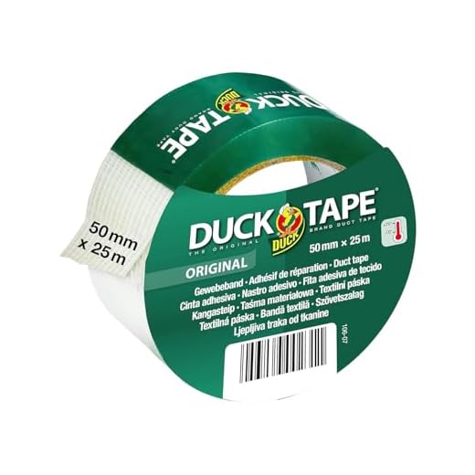 DUCK TAPE 106-07 Original Gewebeband – Selbstklebendes Klebeband mit wasserdichter Oberfläche – Panzertape extra stark für innen & außen – 50mm x 25m