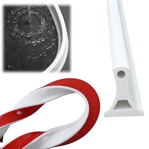 Shower Threshold Dam Self-Adhesive, 1.57'' Tall Shower Water Guard Splash Strip for Sliding Glass Door Floor, Shower Barrier Water Stopper, Keep Water in Shower or Countertop Dry(White,130cm/51.18in)