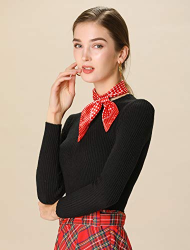 uxcell Women's Floral Leopard Polka Dots Striped Print Square Kerchief Neck Scarf Shawl3