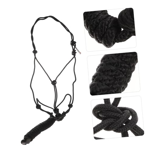 Cabestro para caballos de cuerda Mikikit negro halter resistente diario 5