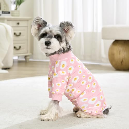 Image of Dog Recovery Suit Female Male Small Medium Dogs,Dog Surgical Recovery Suite Bodysuit After Surgery Puppy Cat Long Sleeve Onesies Bodysuit After Surgery Wound Protective (Pink Eggs, L)