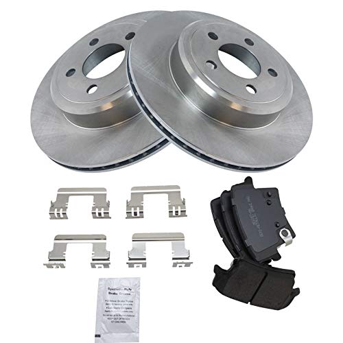 Image of TRQ Rear Semi Metallic Brake Pad and Rotor Set | For 14-17 Dodge Charger SXT All Wheel Drive 15-17 Dodge Charger SE All Wheel Drive 06-09 Chrysler 300 Limited