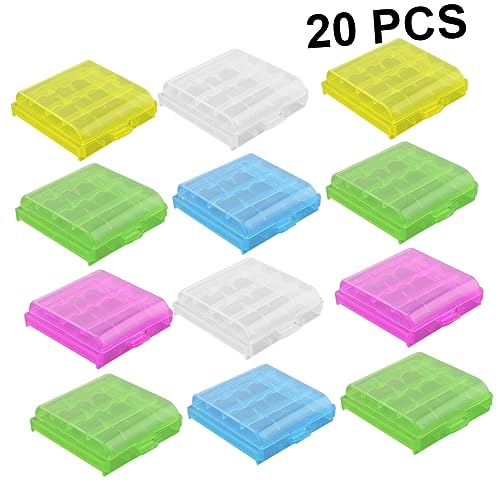 20 Pezzi Organizer Trasparente per Batterie Stoccaggio Portatile per Aa e Aaa Design Compatto e con Facile Trasportare e Colore Casuale