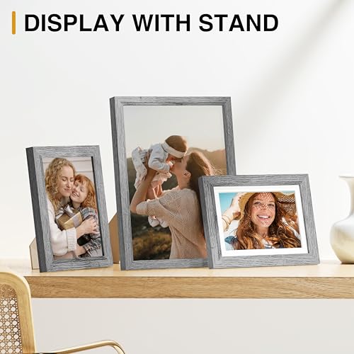 Image of Vittanly 15 Pack Picture Frames Collage Wall Decor for Mounting or Tabletop Display, Gallery Frame Set for Family, Multi Sizes Including 3pcs 8x10, 6pcs 5x7, 6pcs 4x6, Grey