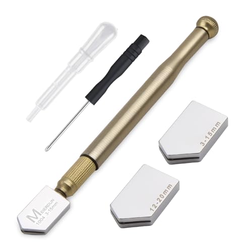 Cortador de vidrio de 3 mm a 20 mm, juego mejorado de 5 herramientas para cortar vidrio, incluye 3 cabezales intercambiables, aceitera y destornillador para cortar vidrio, azulejos, espejos y mosaicos