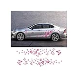 ANFTDCO Butterfly Flower Graphic Car Sticker, Self-Adhesive Floral Vehicle Window Door Hood Bumper DIY Decal, Cute Automotive Body Exterior Decorations, Universal for SUV Van Truck (Rose Red)