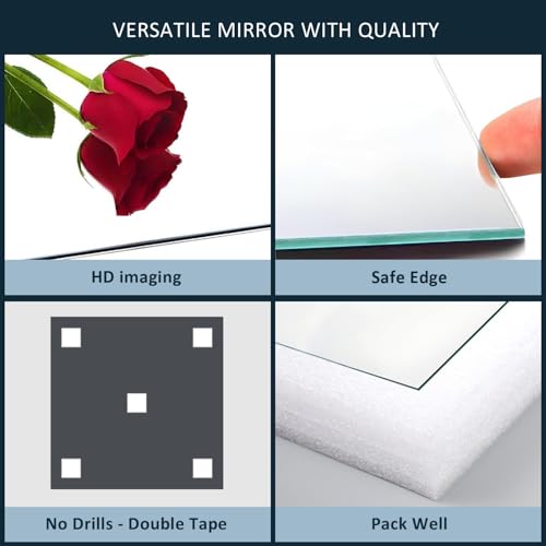 Sqinor Wandspiegel Selbstklebend 30x40cm HD Glas Rahmenlos Badspiegel, Modern Klein Rechteckig Badezimmerspiegel ohne Bohren, Bathroom Mirror Deko Wand Kleben Spiegel für Bad Gäste WC Badezimmer Flur