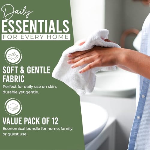 Image of DAN RIVER 12 Pack Wash Cloths for Showering [12x12] - 100% Cotton Washcloths Premium Quality Flannel Face Cloths for Bathroom, Highly Absorbent and Soft Feel Wash Clothes, Assortment 2