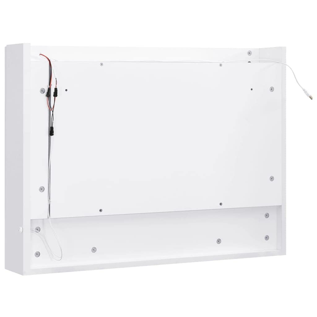 vidaXL Szafka łazienkowa z lustrem i LED, biała, 80x15x60 cm, MDF