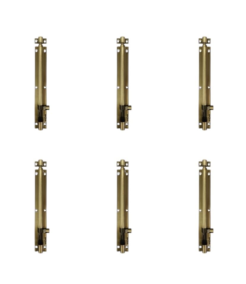 BRASK Brass Regular Tower Bolt 9 mm Rod Light (1-200) - Antique Brass Finish with Screws | Door Latch - Chitkani for Doors and Windows | Kundi/Chitakni/Latch/Chitkini (8 Inches, 6, Piece) (B0DGMND5JM) Amazon Price History, Amazon Price Tracker