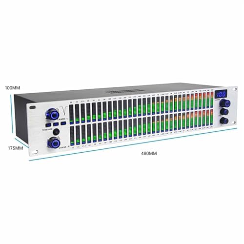 Ecualizador gráfico de 31 bandas con procesamiento de audio digital, pantalla de espectro LED, 10 efectos preestablecidos, reducción automática de ruido para estudios de grabación profesionales