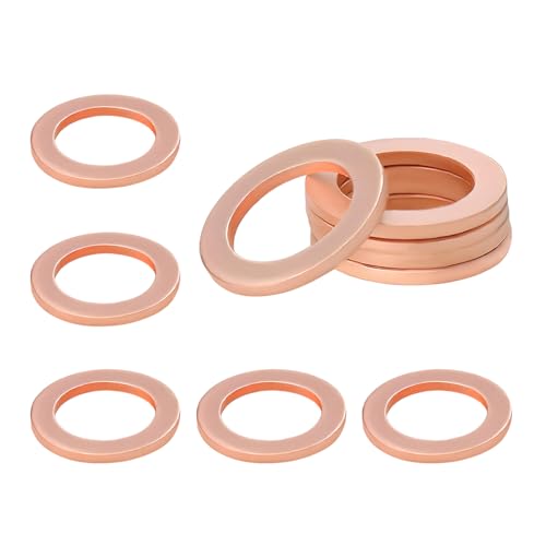 Image of 10 PCS Oil Drain Plug Gasket, 14mm Copper Engine Oil Crush Washers OEM PN Part 007603-014106, Automotive Sealing Drain Plug Gaskets Seals Kit Replacement, Car Accessories
