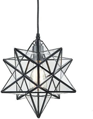 YOBO Lighting Transparent Glass Moravian Star Pendant Chandelier, 11 Inch
