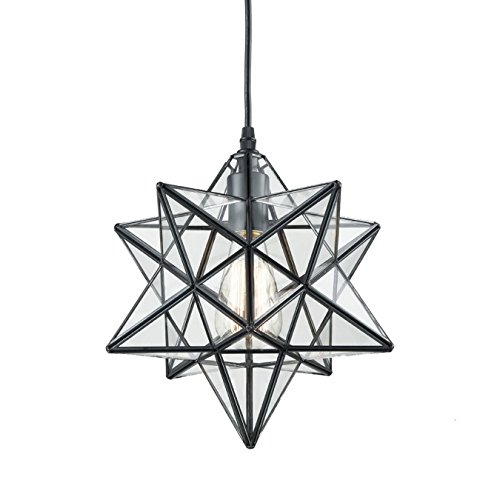 YOBO Lighting Transparent Glass Moravian Star Pendant Chandelier, 11 Inch