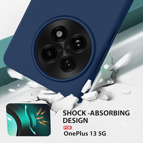 Image of LIRAMARK Liquid Silicone Soft Back Cover Case for OnePlus 13R 5G| Soft Micro-Fibre Lining Inside | Camera Protection Bump (Midnight Blue)