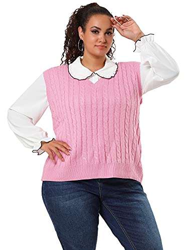 Agnes Orinda Women's Sweater Vests Plus Size V Neck Sleeveless Cable Knit Pullover Sweaters Tank Tops3