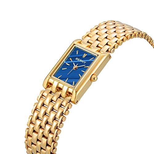 Image of BERNY Gold Watches for Women Updated Ladies Quartz Wrist Watches Stainless Steel Band Womens Small Gold Watch Luxury Casual Fashion Bracelet Tools Included