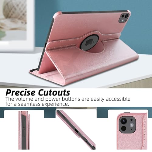 Image of TGK Rotating Case for iPad Pro 11 Inch M5 2025 /M4 2024 Model A3357 /A3358 /A3359 /A2836 /A2837 /A3006, Cover for 6th /5th Gen iPad Pro 11 inch (Rose Gold)
