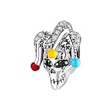 Luckybeads Skull Bead 925 Sterling Silver Evil Clown Charms Fashion Charm Beads, Best Halloween Gifts for Women (Red, Yellowe and Blue Multi Evil Clown)
