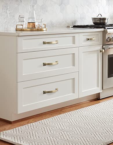 Image of Amerock | Cabinet Pull | Golden Champagne | 5-1 /16 inch (128 mm) Center to Center | Candler | 1 Pack | Drawer Pull | Drawer Handle | Cabinet Hardware