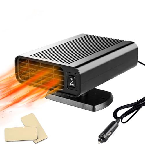 Leaflai 12V Auto Heizung Portable Auto HeizlüFter 150W Anti-Beschlag Auto Defogger mit Plug-in Zigarettenanzünder, 2-in-1 Heizung/Kühlung Windschutzscheibe Heizung Fan
