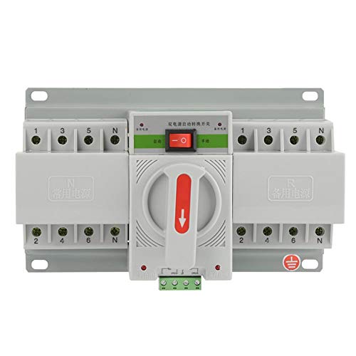 Transfer Switch, 220V 63A 4P M6 Mini Dual Power Automatic Transfer Switch Circuit Breaker for Office Buildings Requiring Fire Fighting