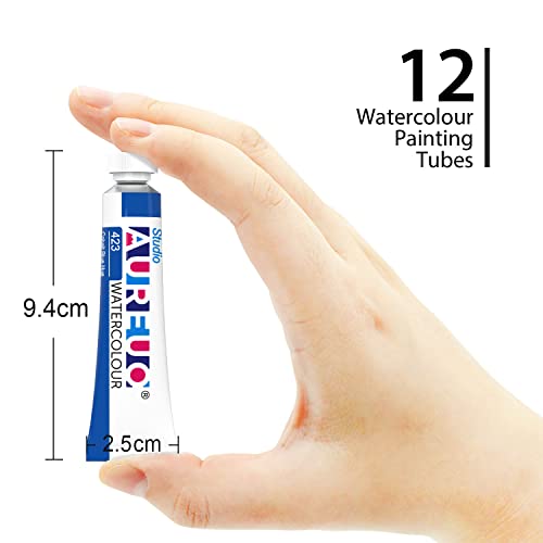 Aureuo Watercolor Paint Set 12X12Ml / 0.4 Fl Oz Tubes Non-Toxic Water Color Paints Great Value Painting Art Supplies For Adults, Kids, Artists & Beginners #TOP3
