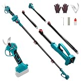 Troncarami a batteria compatibile con Makita 18 V, 2 in 1 potatore elettrico con asta di prolunga da 2 m, diametro di taglio massimo 45 mm, display LCD, per tagliare alberi e alberi da frutto (senza