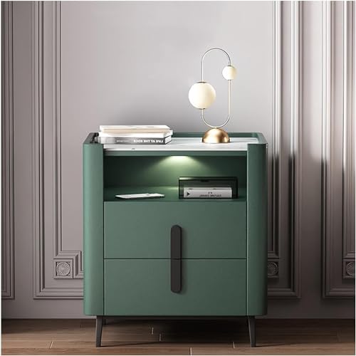 HJYBFA Mesita de Noche de Cuero: mesitas de Noche estrechas y Modernas con cajones, Mueble y Armario para organizar y Guardar Cosas en el Dormitorio.