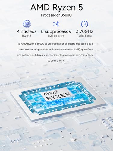 GMKtec Mini PC Ryzen – AMD Ryzen 5 3500U (4C/8T, 4.5GHz, schneller als N150/N97) | NucBox G10 | 16GB DDR4 + 256GB SSD | Win 11 Pro | WiFi 5, USB 3.2, USB-C, BT 5.0 | Mini Computer für Büro & Alltag