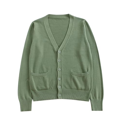 Image of jinghuiyue Women's Cardigan School Uniform Sweater V Neck Button Down Knit Cardigans Coat with Pockets