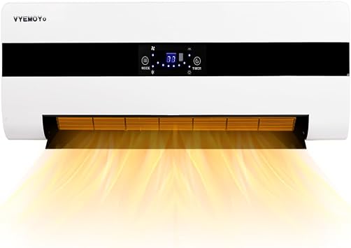 Electric Wall Heaters Space Heater for Indoor Use 1500W Fast Heating LED Display Adjustable Thermostat Room Heater with Remote Control 12H Timer Heater for Bedroom Office